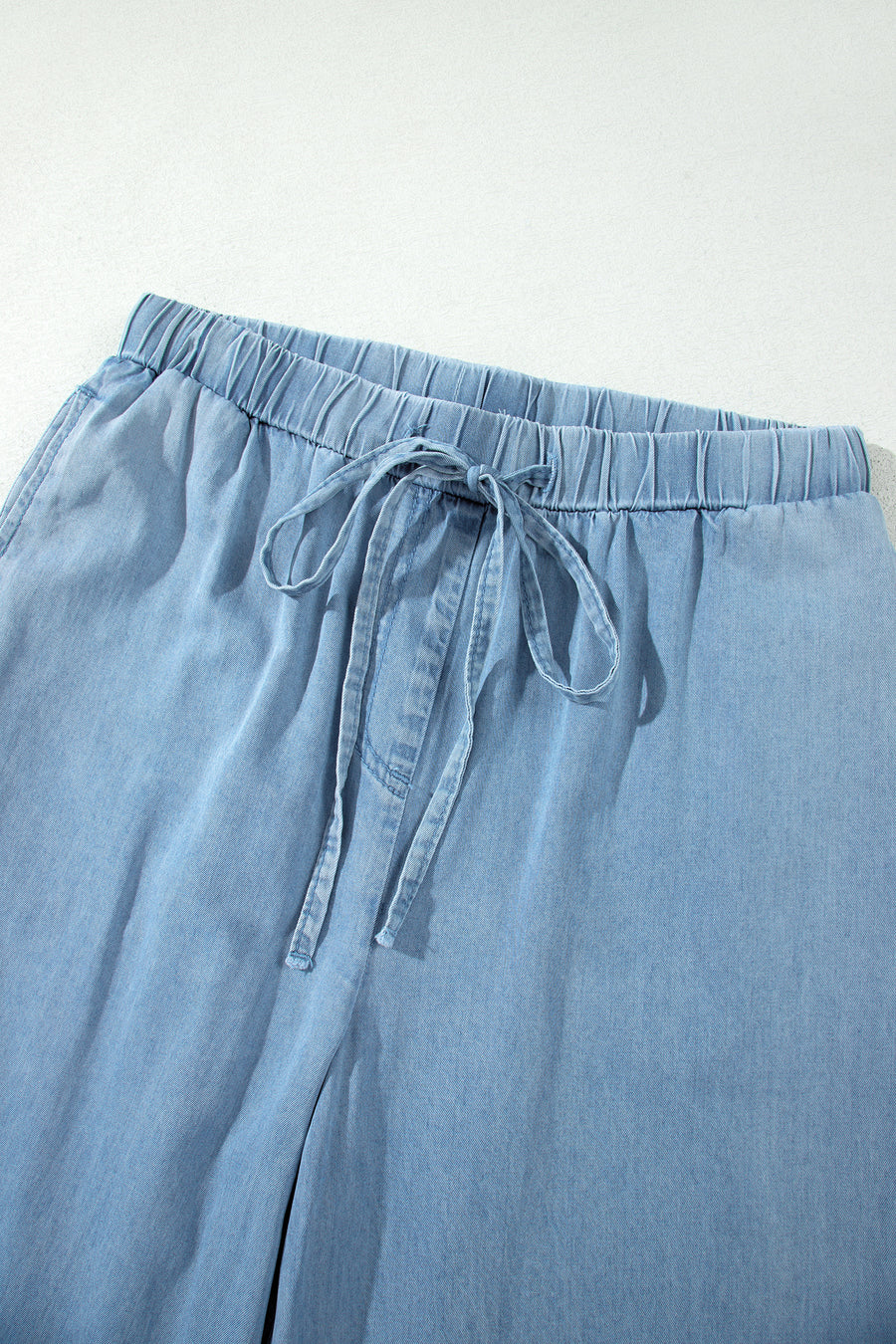 Ruffled Hem Wide Leg Chambray Pants Women UK