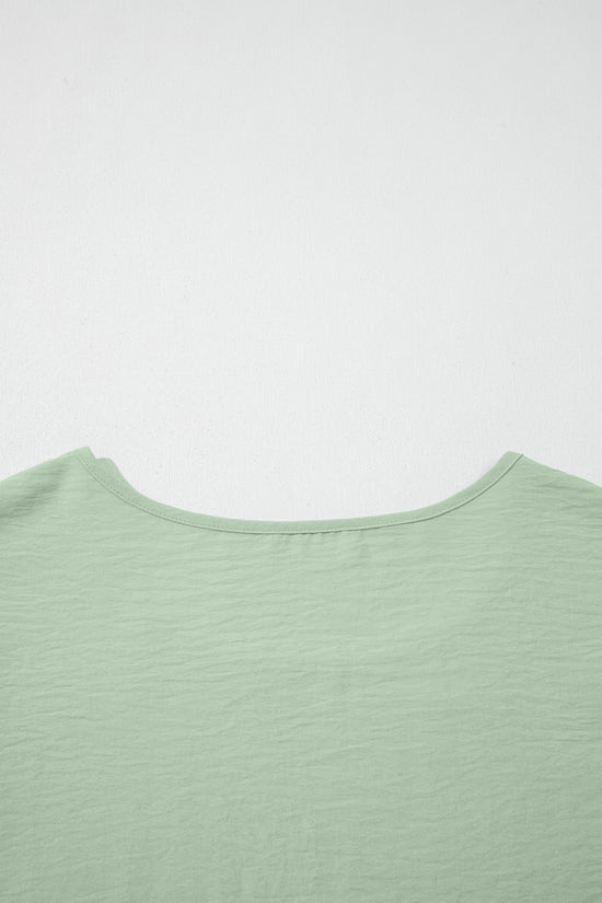 Clearly Aqua Plus Size Double Ruffle Sleeve Crew Neck Top Solid
