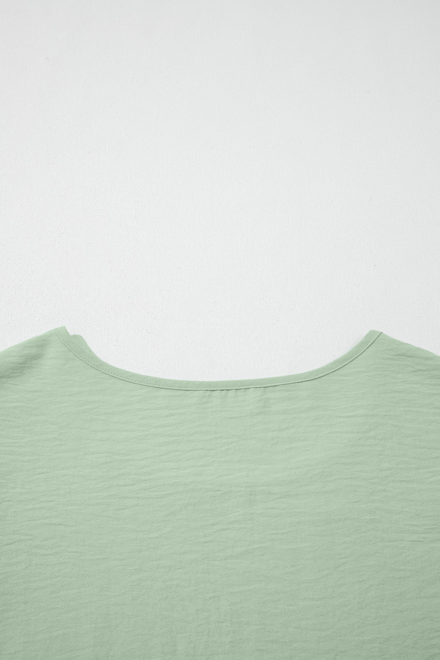 Clearly Aqua Plus Size Double Ruffle Sleeve Crew Neck Top Solid
