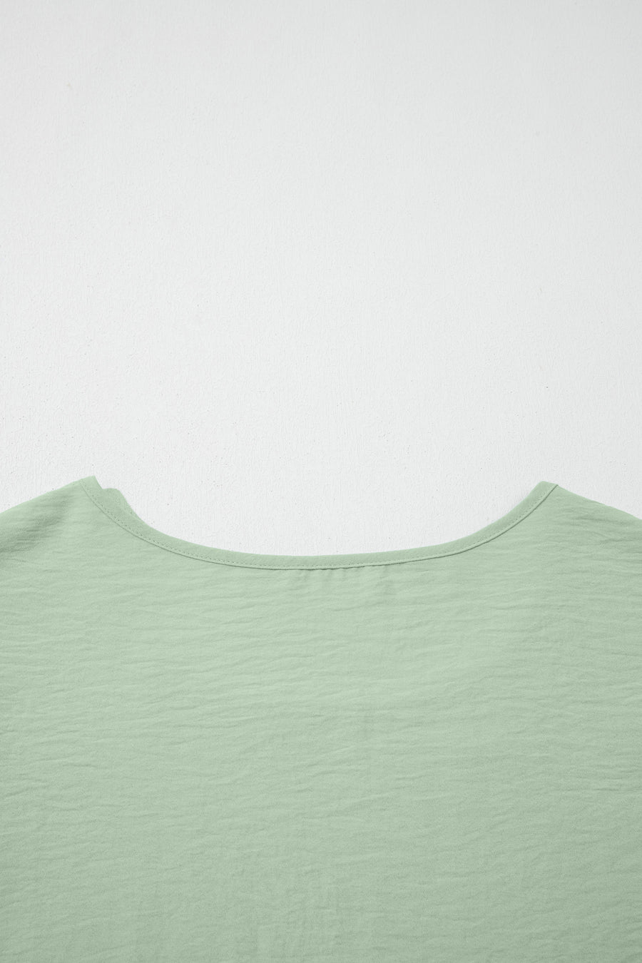 Clearly Aqua Plus Size Double Ruffle Sleeve Crew Neck Top Solid — angled view | Fashionfitz UK