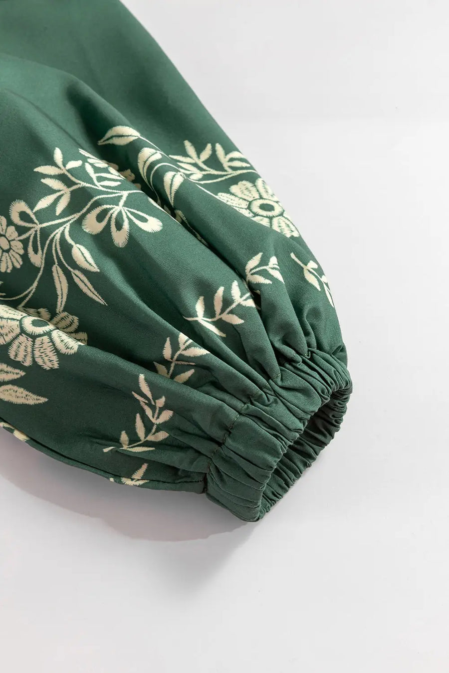 Mist Green Tie Neck Puff Sleeve Boho Floral Shift Dress Women UK