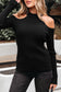 Black Cold Shoulder Choker Neck Sweater