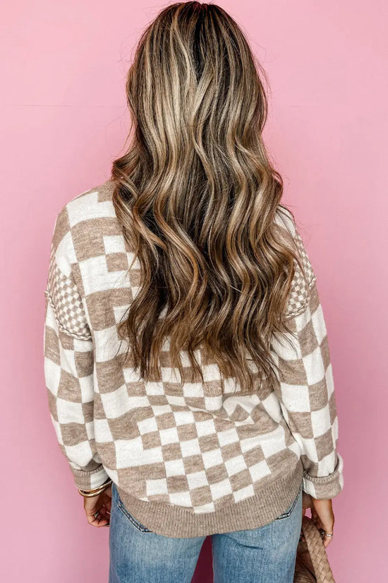 Smoky plaid soft knit jumper sweaters