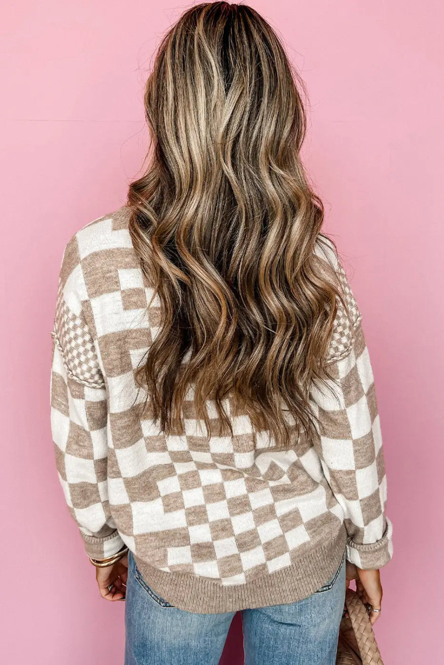 Smoky plaid soft knit jumper sweaters