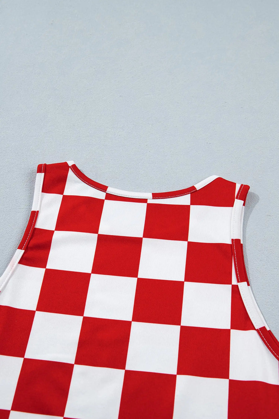 Checkerboard print slim fit sleeveless tank top tops