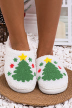 White Christmas Gingerbread Man Plush Home Slippers