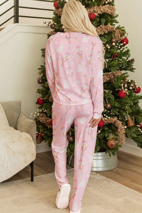 Christmas Tree Nutcracker Print Long Sleeve Lounge Set Women UK