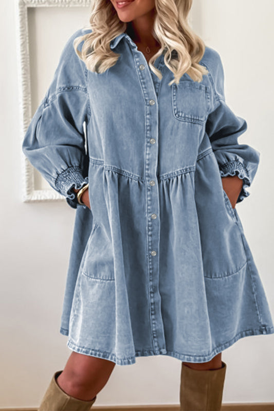 Flared Denim Mini Dress