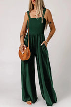 Smocked Wide Leg Jumpsuit - Fashionfitz