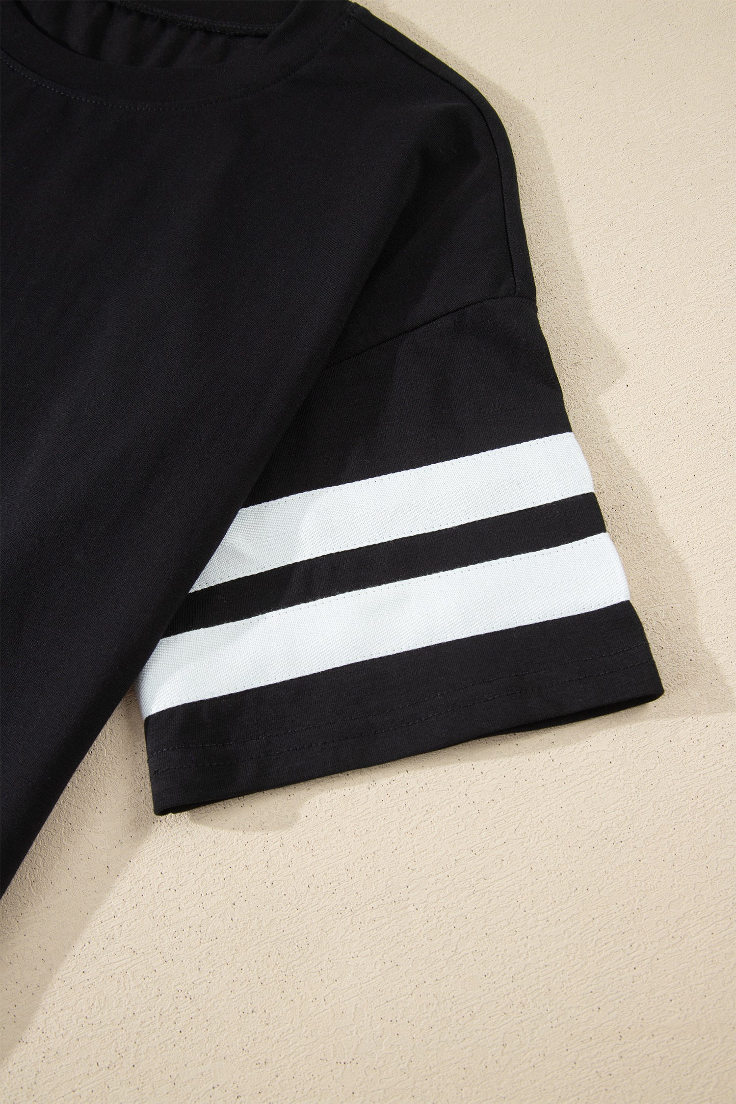Varsity Stripe Crew Neck Short Sleeve Cotton T-Shirt