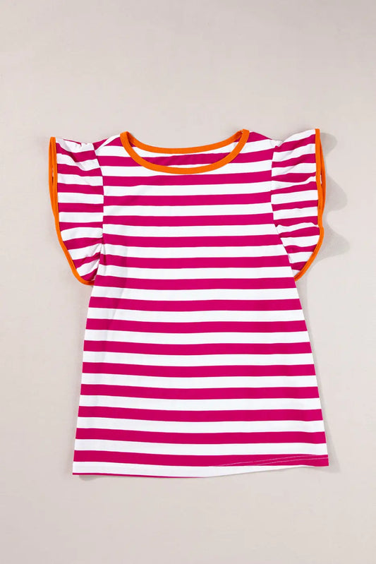 Rose red striped blouse – lightweight tops in bold pink | fashionfitz