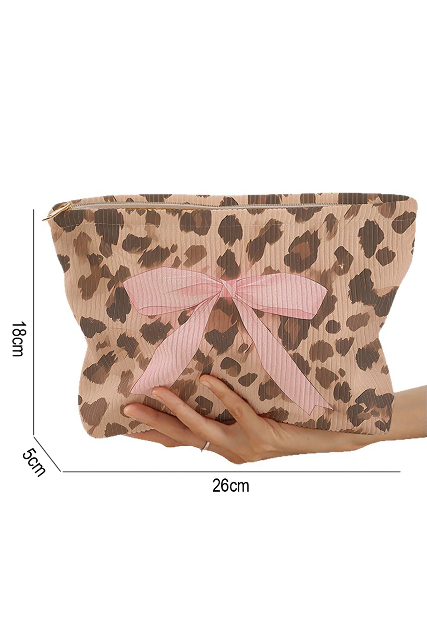Leopard Bow Ribbed Makeup Bag Women UK