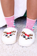 White Christmas Gingerbread Man Plush Home Slippers