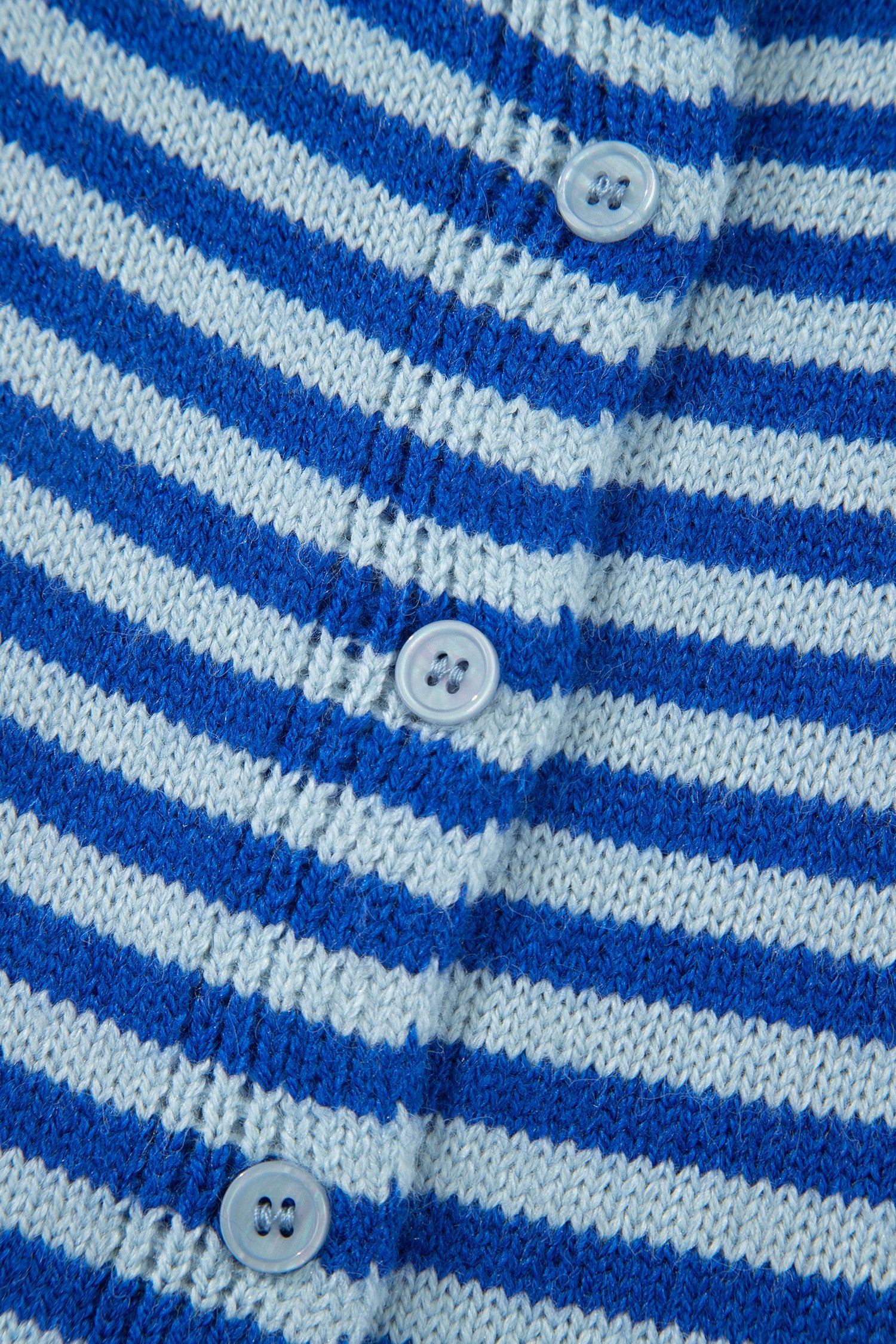 Blue Stripe Half Sleeve Knit Button Cardigan Women UK