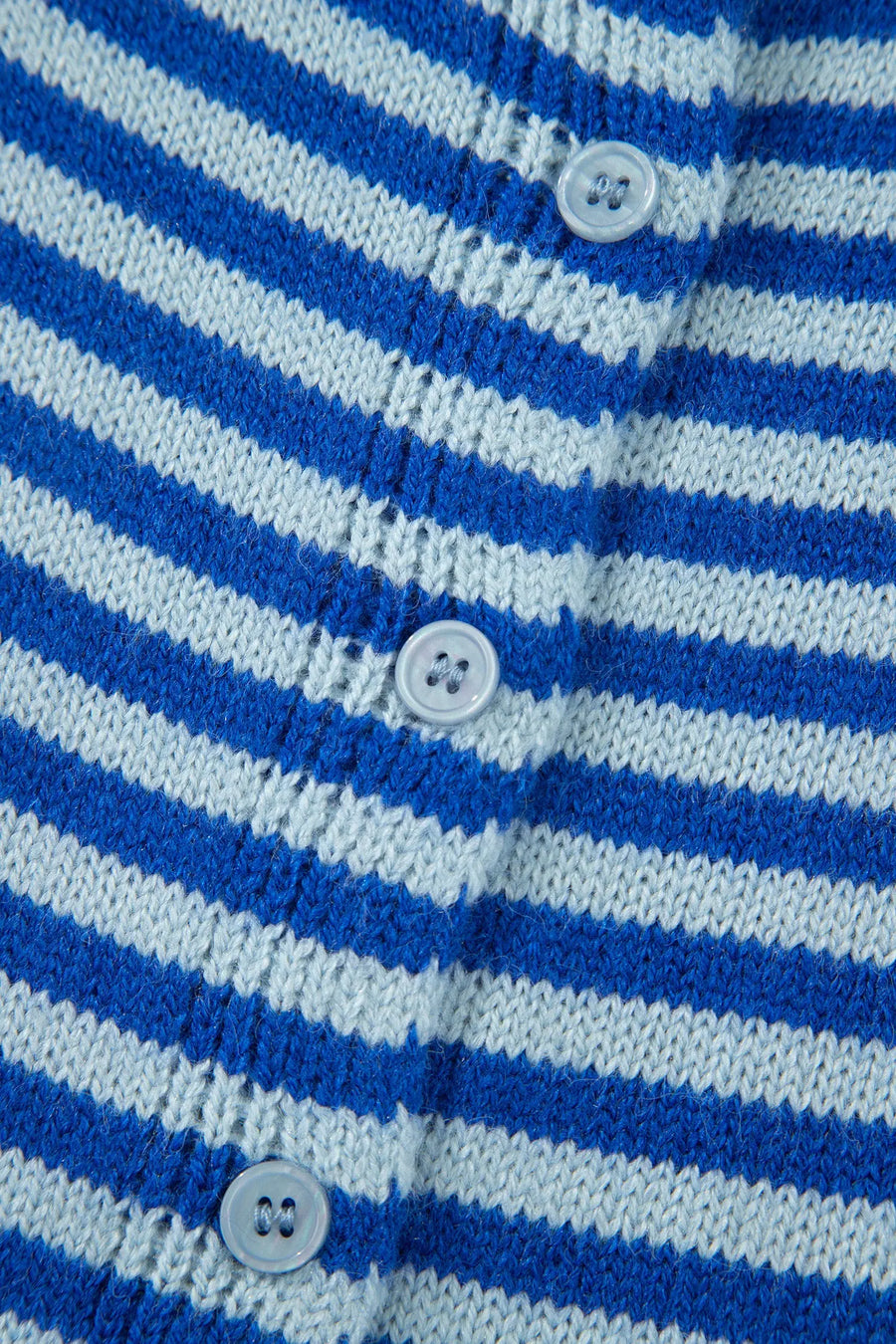 Blue Stripe Half Sleeve Knit Button Cardigan Women UK — front detail | Fashionfitz UK