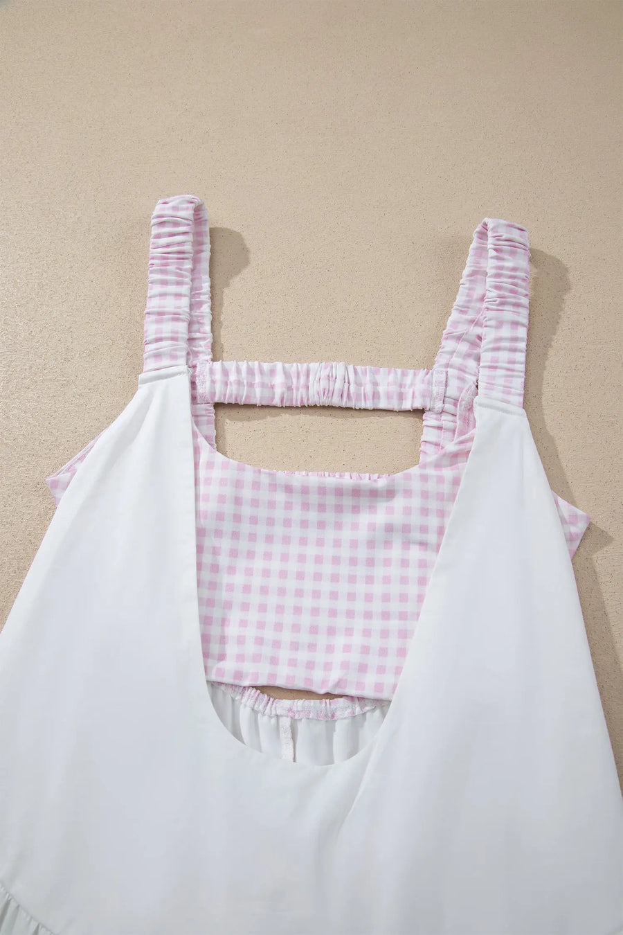 Gingham Patchwork Faux Two Piece Loose Mini Dress Women UK
