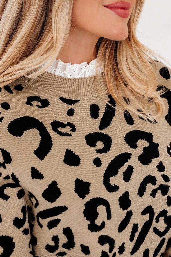 Leopard Lace Cuff Knit Sweater