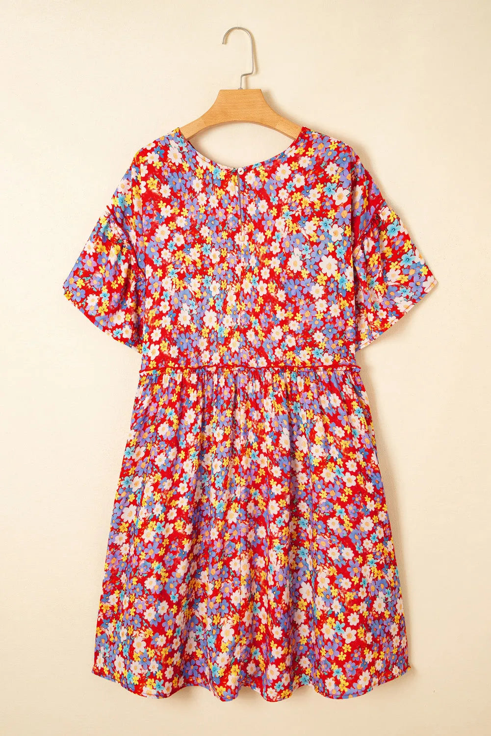 Dainty Red Floral Curvy Dress - Fashionfitz