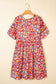Dainty Red Floral Curvy Dress - Fashionfitz