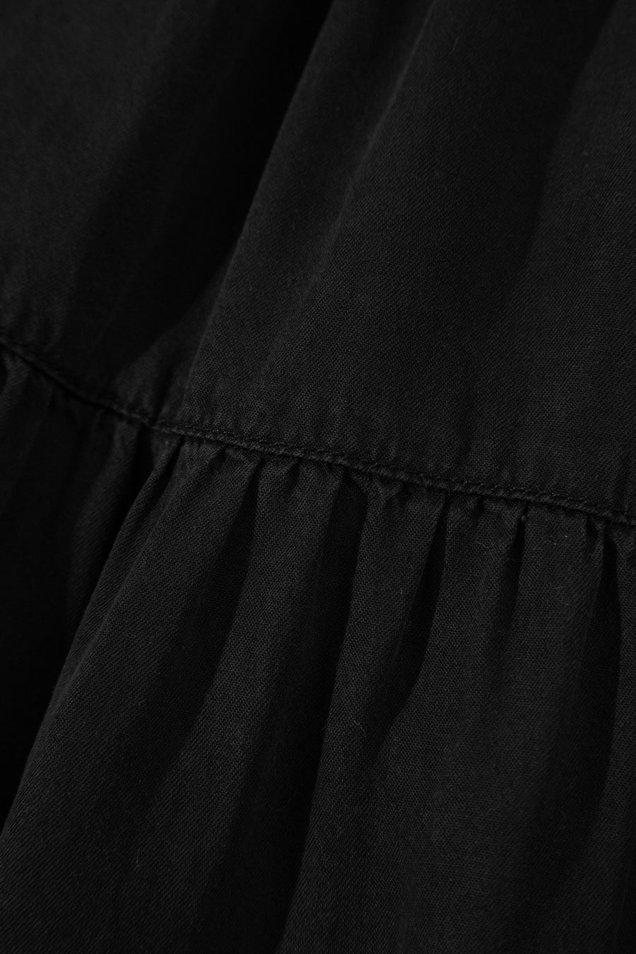 Black Elastic Waist Ruffled Tiered Flared Denim Maxi Skirt Women UK