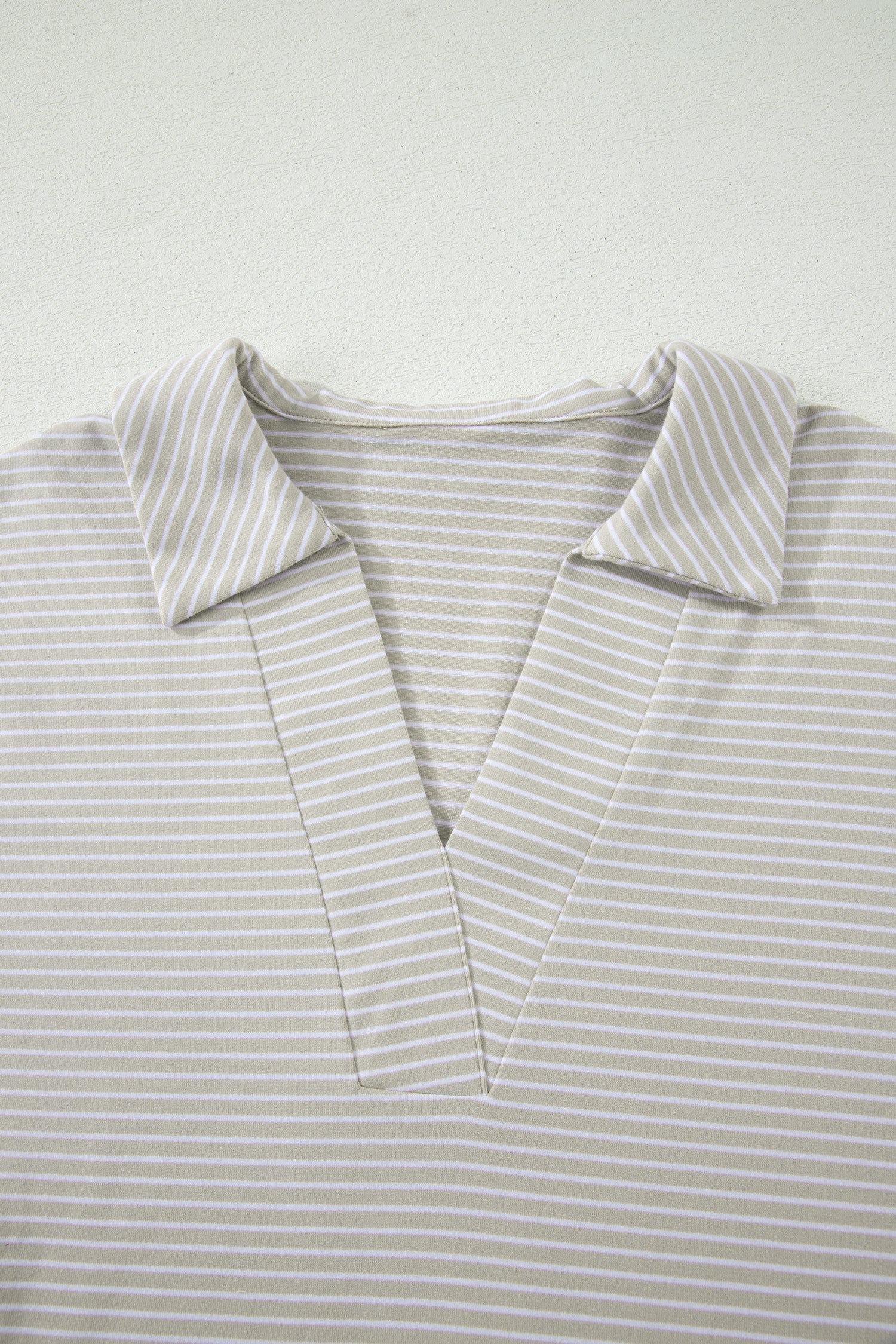 Striped Dolman Sleeve Polo Shirt and Drawstring Shorts Two Piece Set