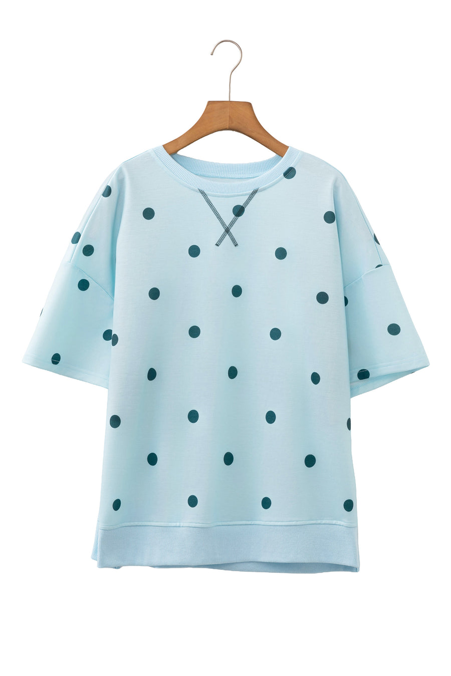 Polka Dot Crossed Seam Detail Oversized Tee Women UK