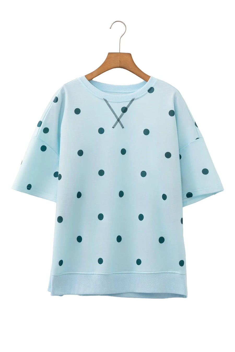 Polka Dot Crossed Seam Detail Oversized Tee Women UK