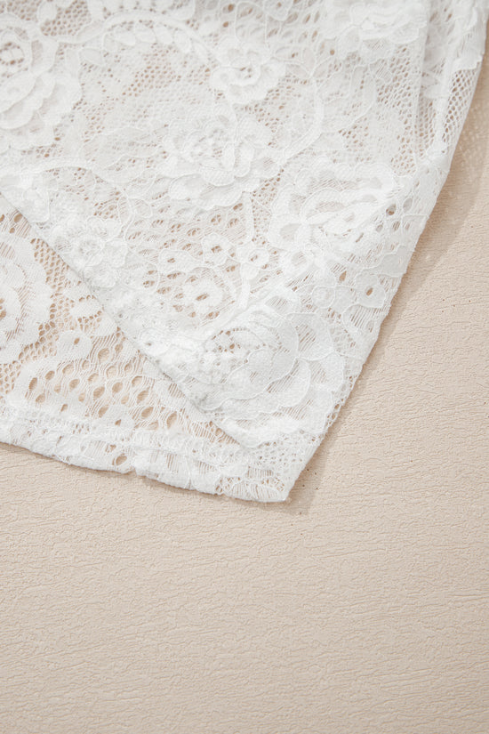 White Lace Overlay Spaghetti Strap Maxi Dress