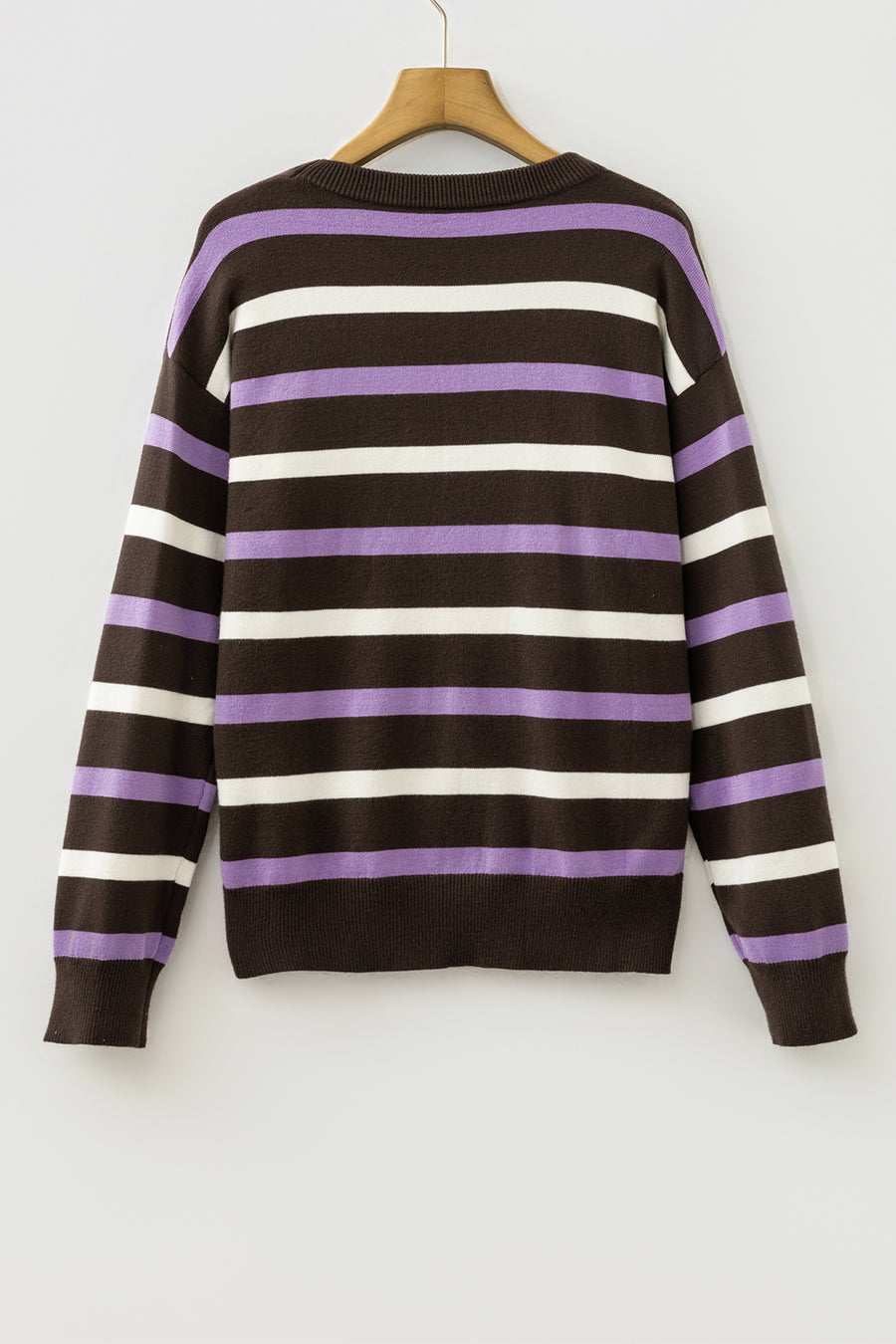 Stripe Embroidered Detail Drop Shoulder Pullover