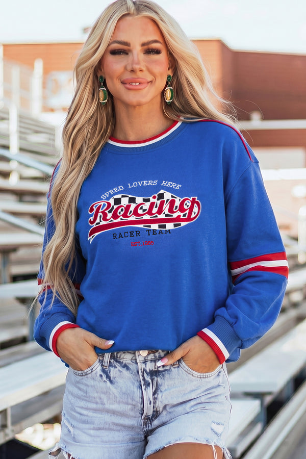 Black Varsity Baseball Bow Graphic Striped Sleeve Sweatshirt Women UK