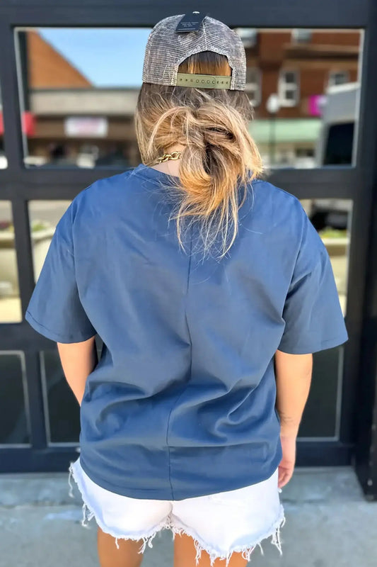 Colour block patch pocket short sleeve top round neck tunic women uk | fashionfitz