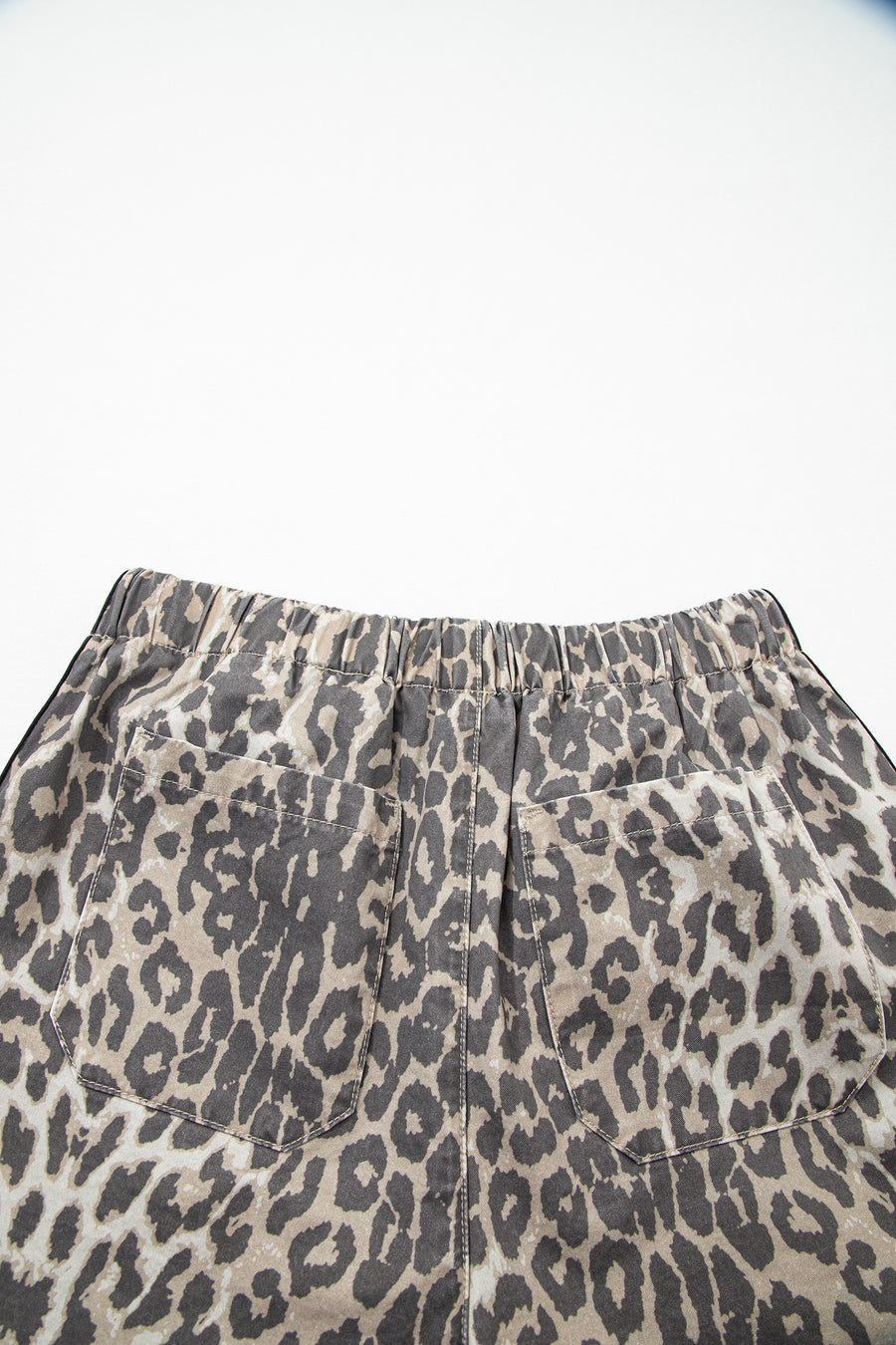 Leopard Stripe Drawstring High Waist Denim Shorts Women UK