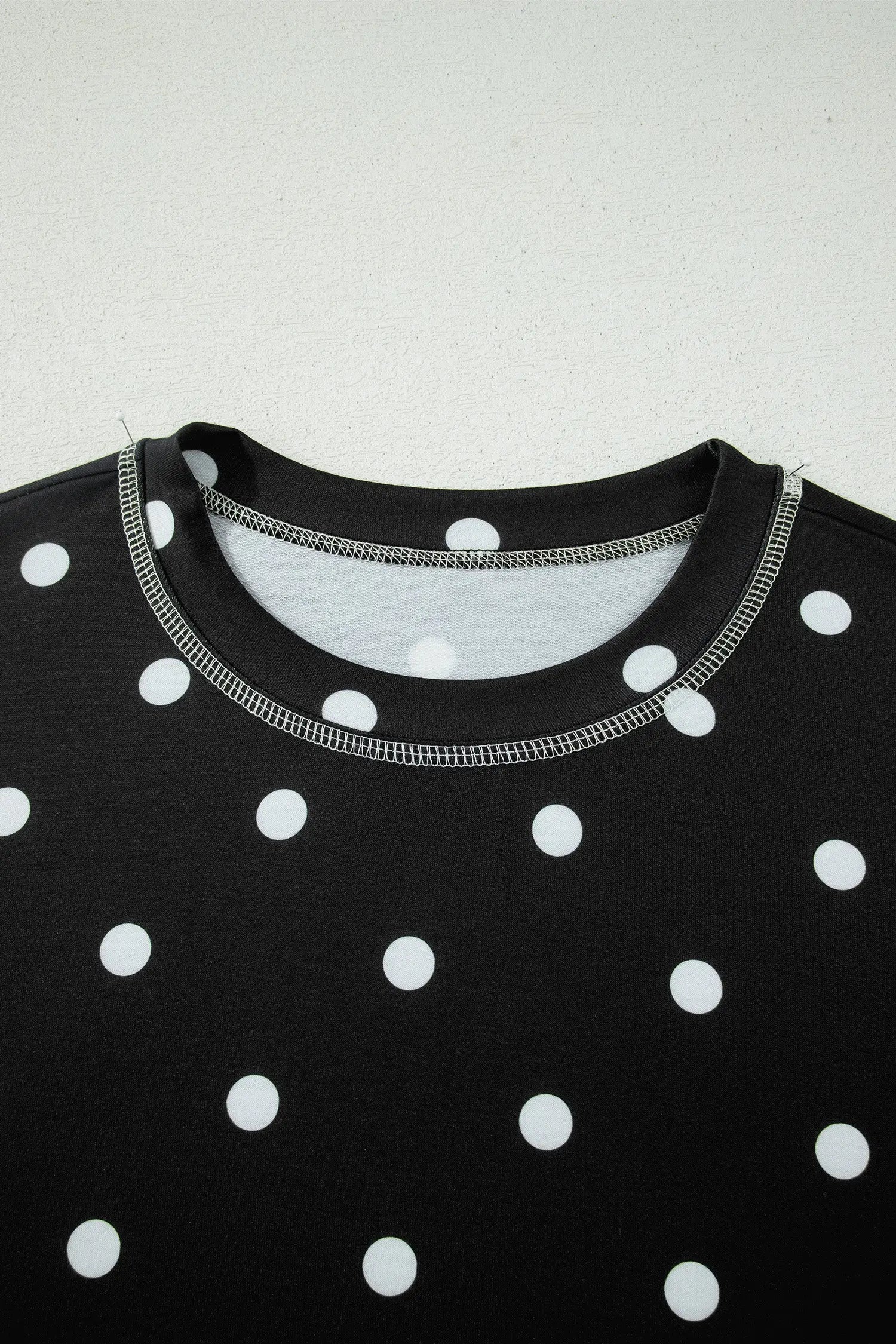 Polka Dot Exposed Seam Loose Tee Drawstring Shorts Two-Piece Set