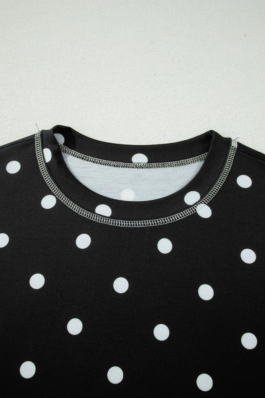 Polka Dot Exposed Seam Loose Tee Drawstring Shorts Two-Piece Set