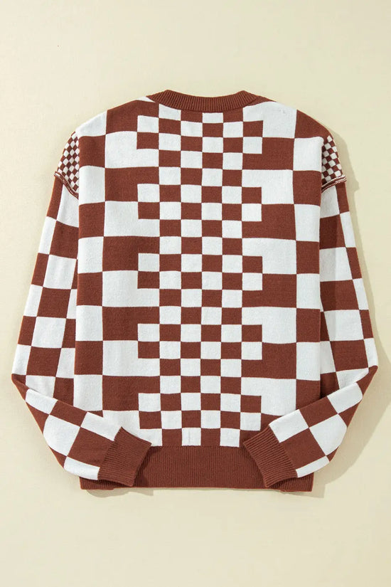 Smoky plaid soft knit jumper sweaters
