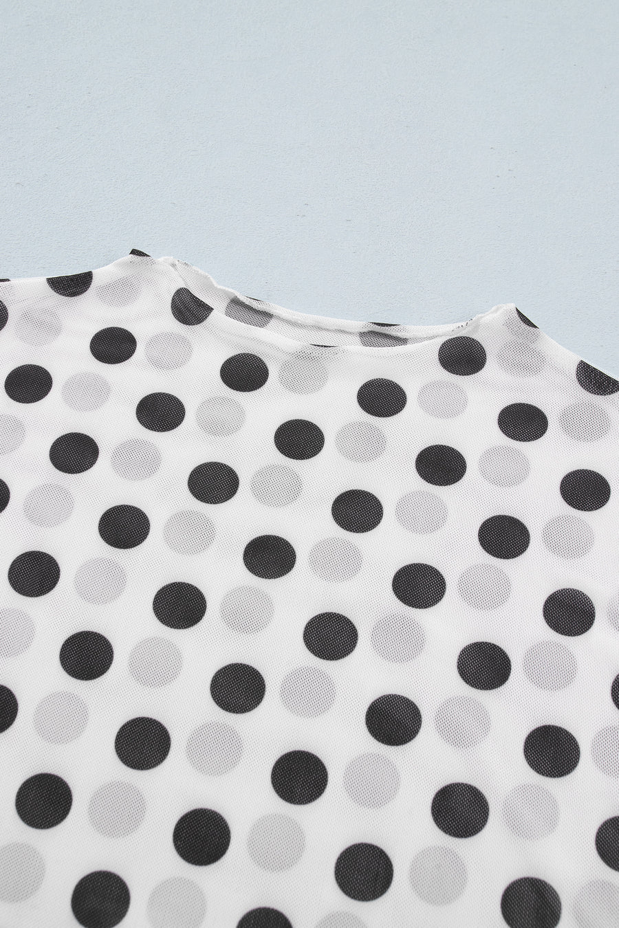 Polka Dot Sheer Long Sleeve Round Neck Top Women UK