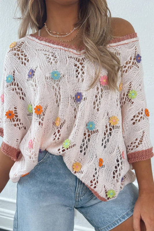 Delicacy Embroidered Crochet Sweater