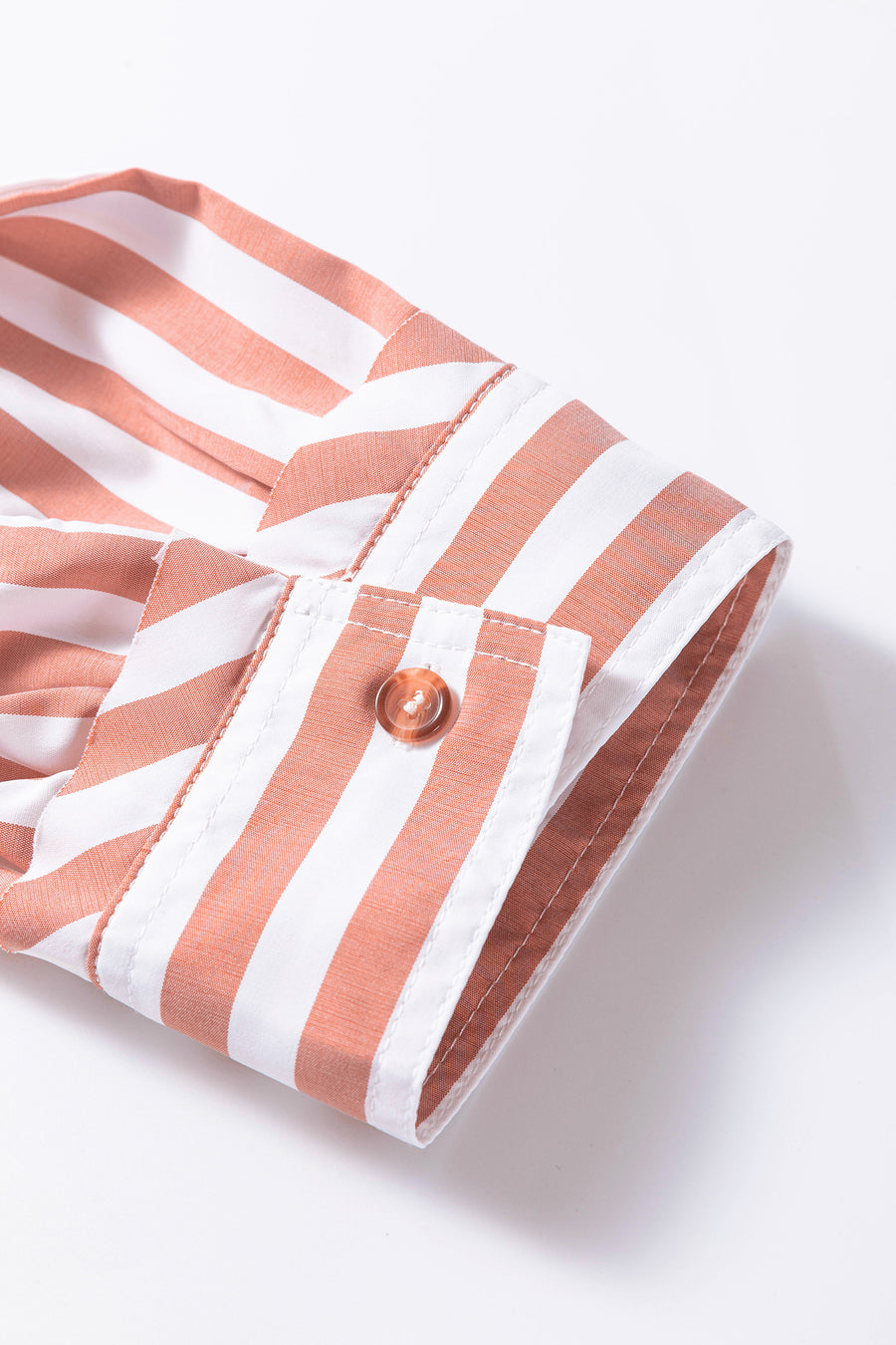 Stripe Button Front Ruffle Hem Bracelet Sleeve Shirt Women UK