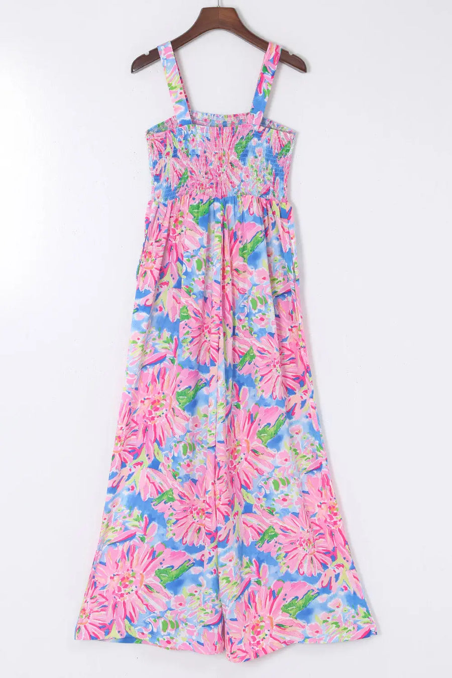 Smocked Wide Leg Jumpsuit - Fashionfitz