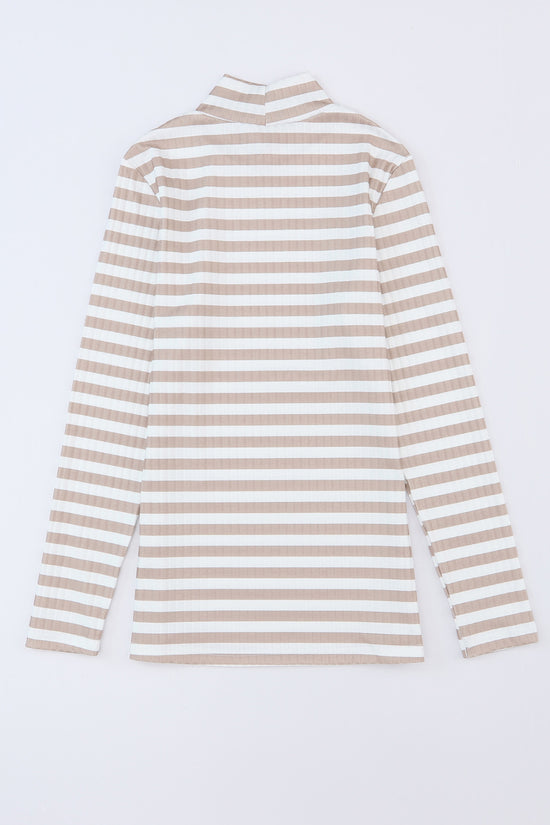 Striped Textured Knit Long Sleeve Tee