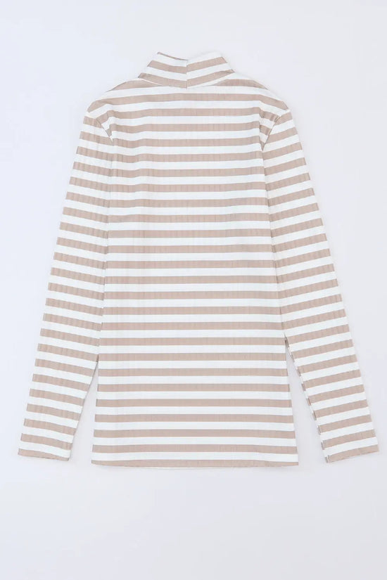 Striped textured knit long sleeve tee clothing tops