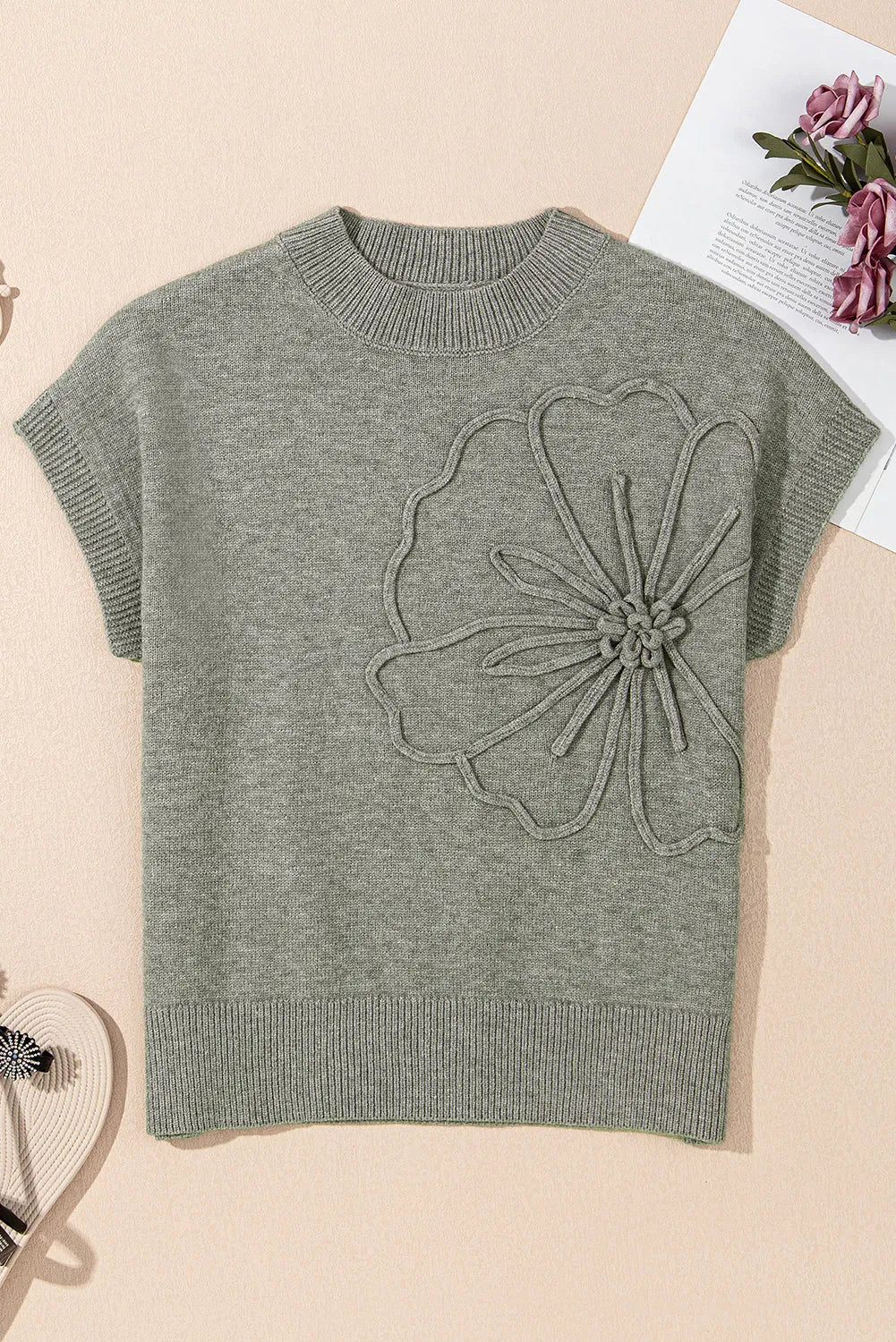 High Flower Boxy Sweater - Fashionfitz
