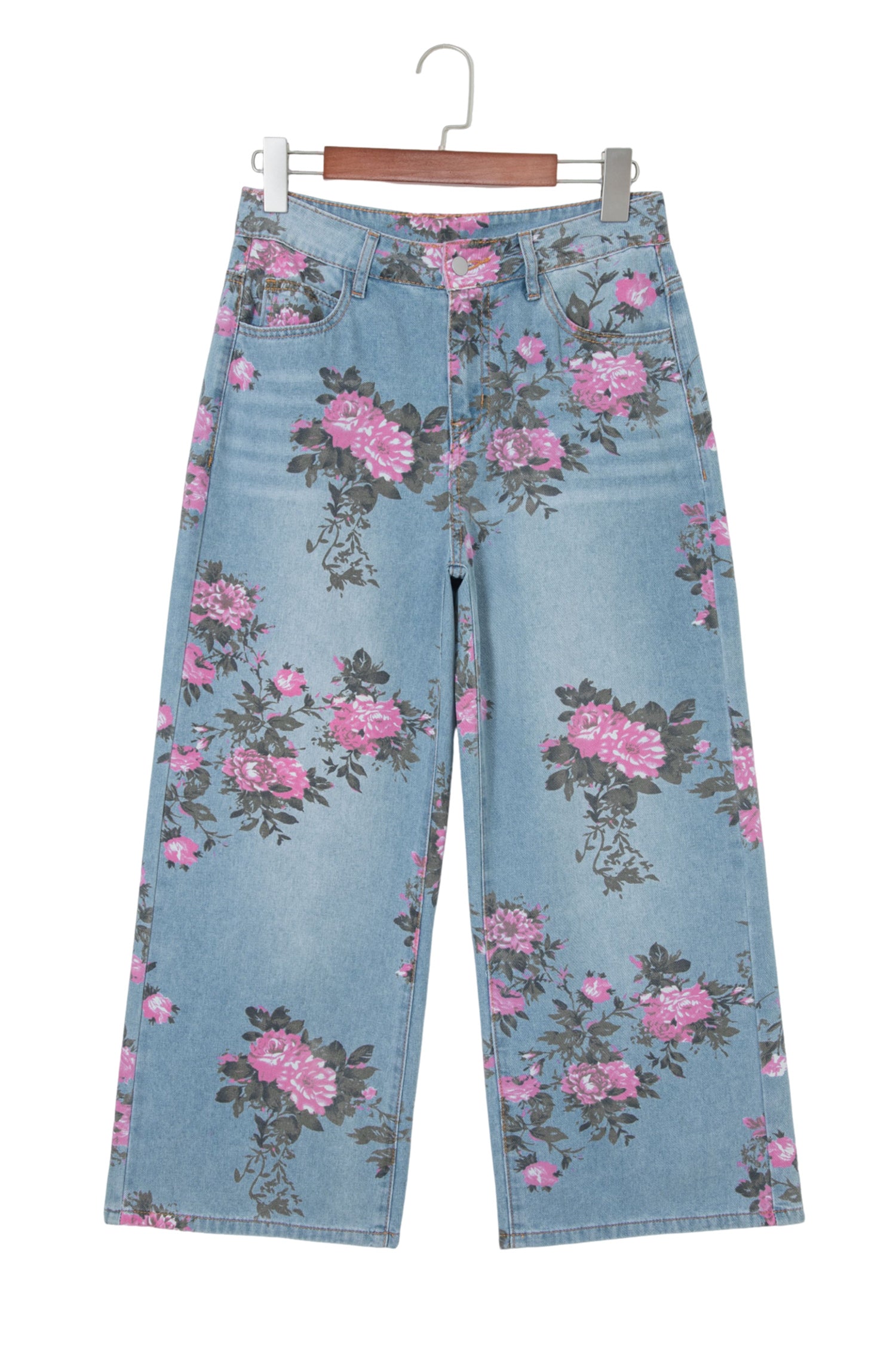Garden Floral Print Low Rise Bootcut Denim Jeans