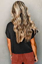 Ribbed Knit Short Sleeve Sweater