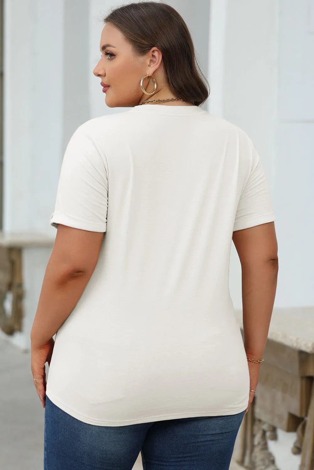 Casual Plain Crew Neck Tee