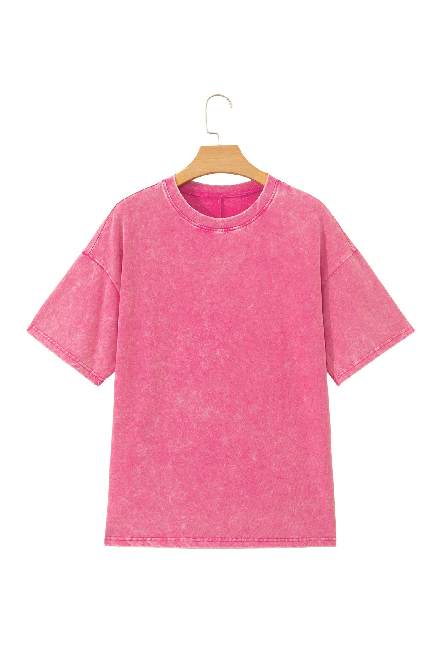 Mineral Washed Oversized Cotton Tee Drop Shoulder Round Neck Tunic Length