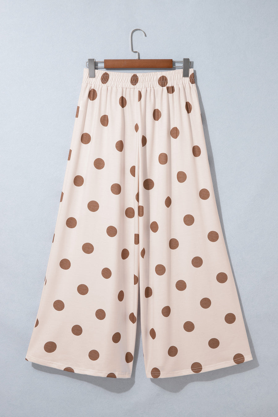 Brown Polka Dot Wide Leg Elastic Waist Casual Pants Women UK