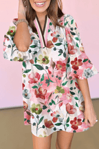 Floral Contrast Shift Dress