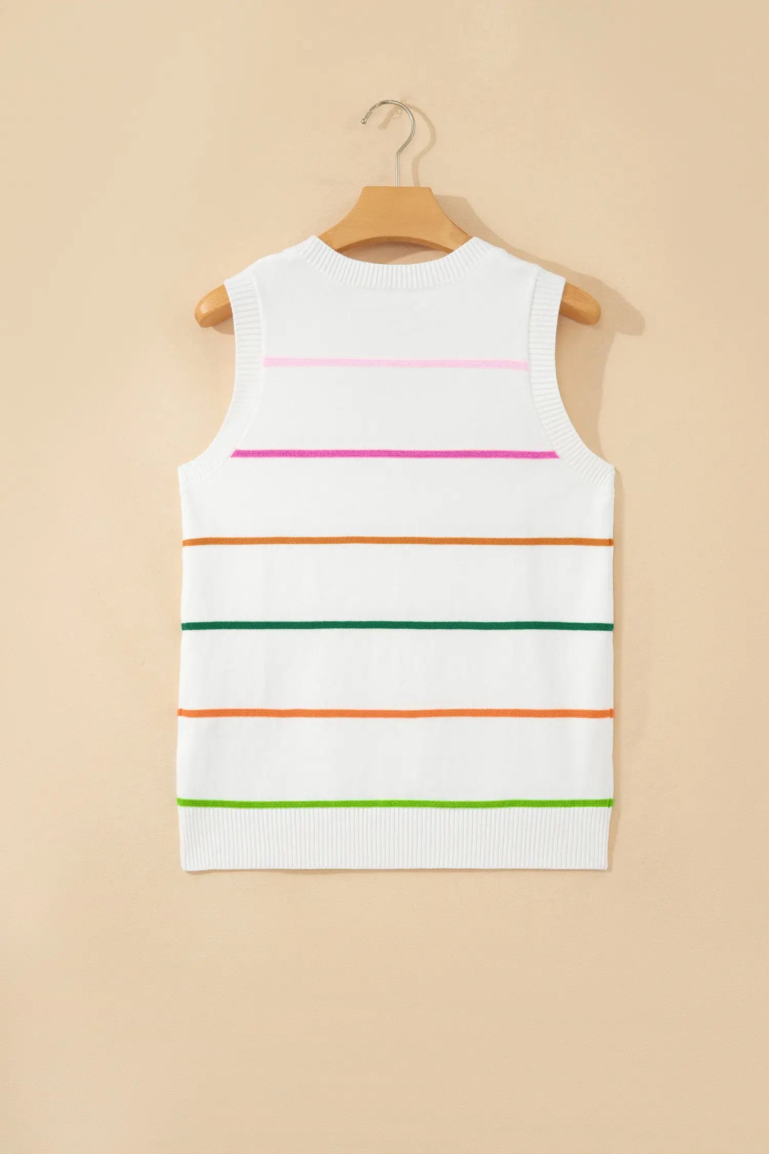 Women’s stripe ribbed knit sleeveless sweater vest tank top sweaters