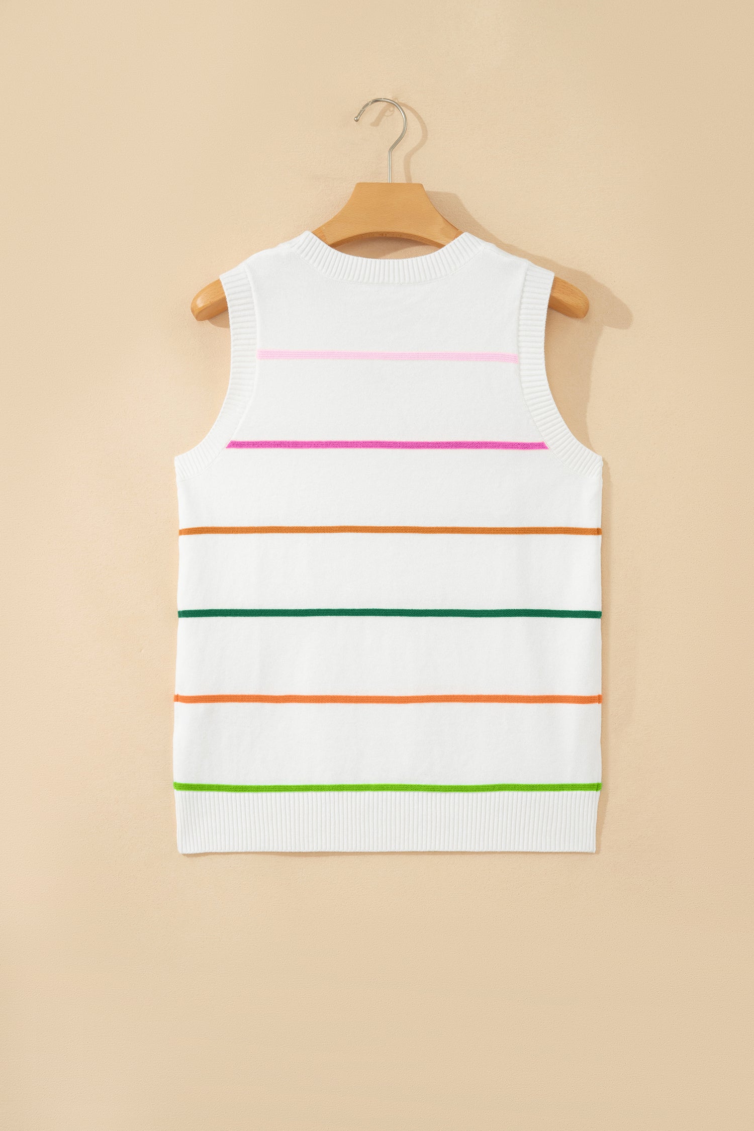 Women's Stripe Ribbed Knit Sleeveless Sweater Vest Tank Top